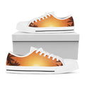 Palm Tree Beach Sunset Print White Low Top Sneakers