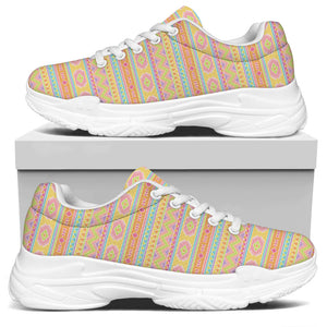 Pastel Aztec Tribal Pattern Print White Chunky Shoes