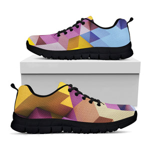 Pastel Geometric Cubic Print Black Running Shoes