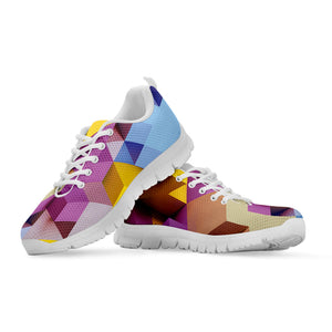 Pastel Geometric Cubic Print White Running Shoes