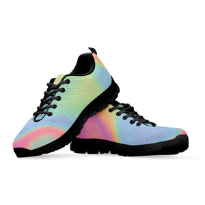 Pastel Holographic Print Black Running Shoes