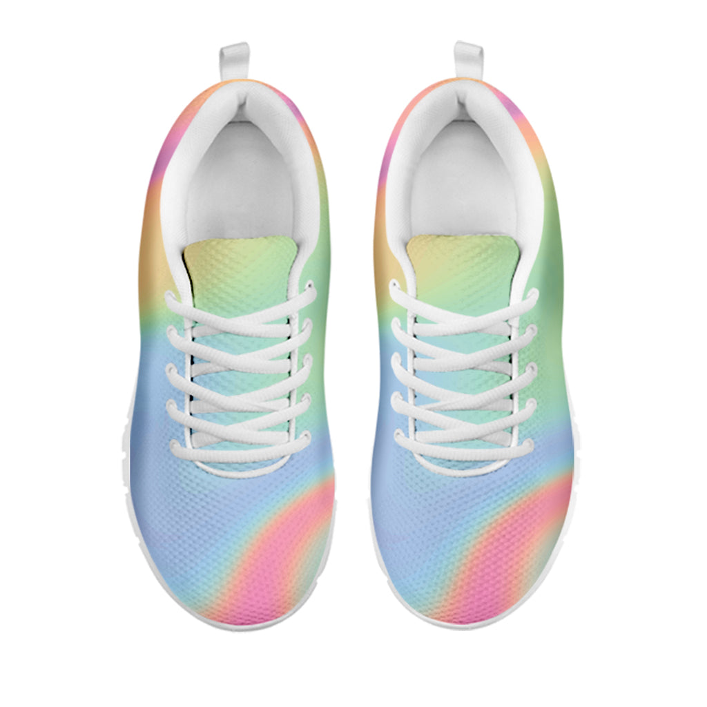 Pastel Holographic Print White Running Shoes