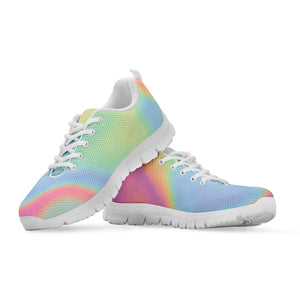 Pastel Holographic Print White Running Shoes
