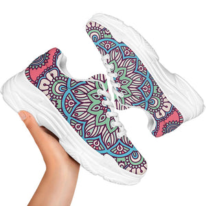 Pastel Mandala Bohemian Pattern Print White Chunky Shoes