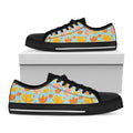 Pastel Maple Leaves Pattern Print Black Low Top Sneakers