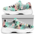 Pastel Palm Tree Pattern Print White Chunky Shoes