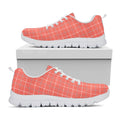 Pastel Red Tattersall Pattern Print White Running Shoes