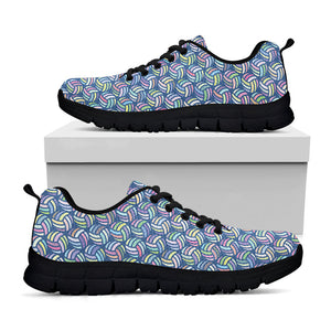Pastel Volleyball Pattern Print Black Running Shoes