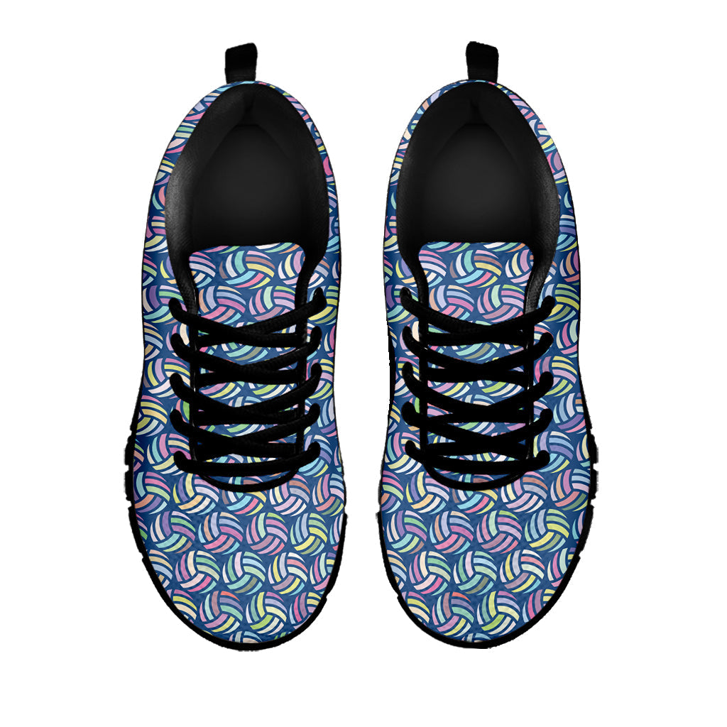 Pastel Volleyball Pattern Print Black Running Shoes