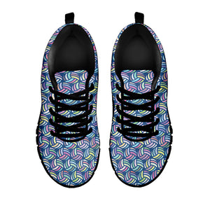 Pastel Volleyball Pattern Print Black Running Shoes
