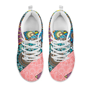Patchwork Mandala Bohemian Pattern Print White Running Shoes