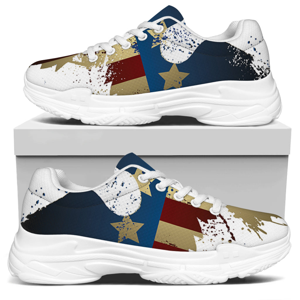 Patriotic American Eagle Print White Chunky Shoes