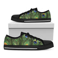 Peacock Tail Print Black Low Top Sneakers