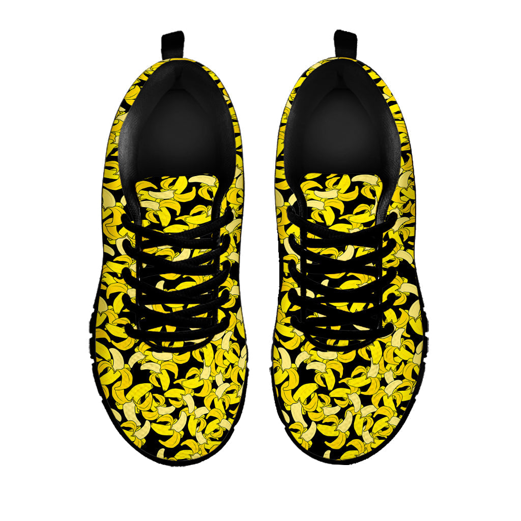 Peeled Banana Pattern Print Black Running Shoes