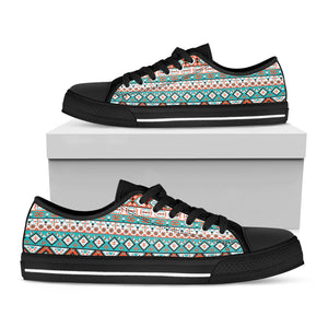 Navajo Geometric Pattern Print Black Low Top Sneakers