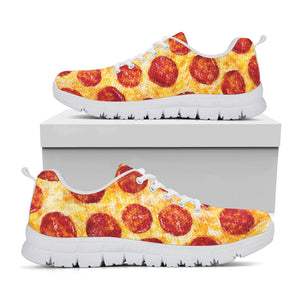 Pepperoni Pizza Print White Running Shoes
