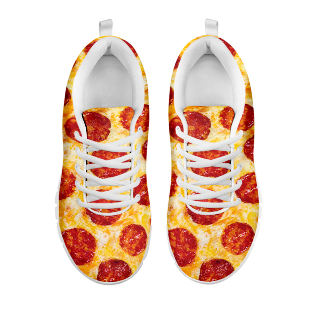 Pepperoni Pizza Print White Running Shoes