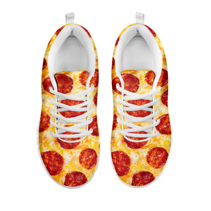 Pepperoni Pizza Print White Running Shoes