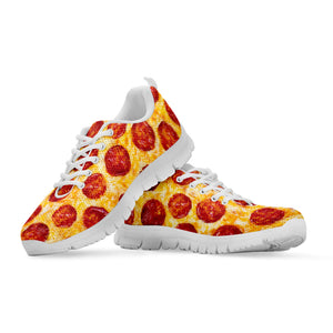 Pepperoni Pizza Print White Running Shoes