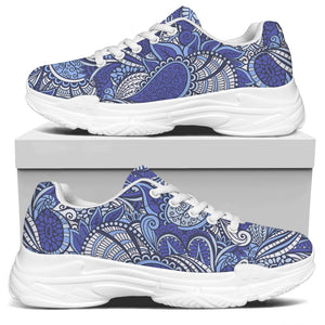 Pigeon Floral Bohemian Pattern Print White Chunky Shoes