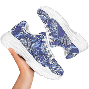 Pigeon Floral Bohemian Pattern Print White Chunky Shoes