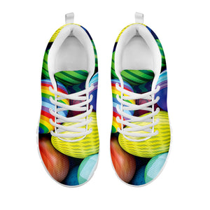 Pile Of Colorful Easter Eggs Print White Running Shoes