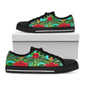 Pineapple Hibiscus Hawaii Pattern Print Black Low Top Sneakers