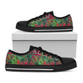 Pineapple Leaves Hawaii Pattern Print Black Low Top Sneakers