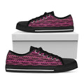 Pink African Ethnic Pattern Print Black Low Top Sneakers