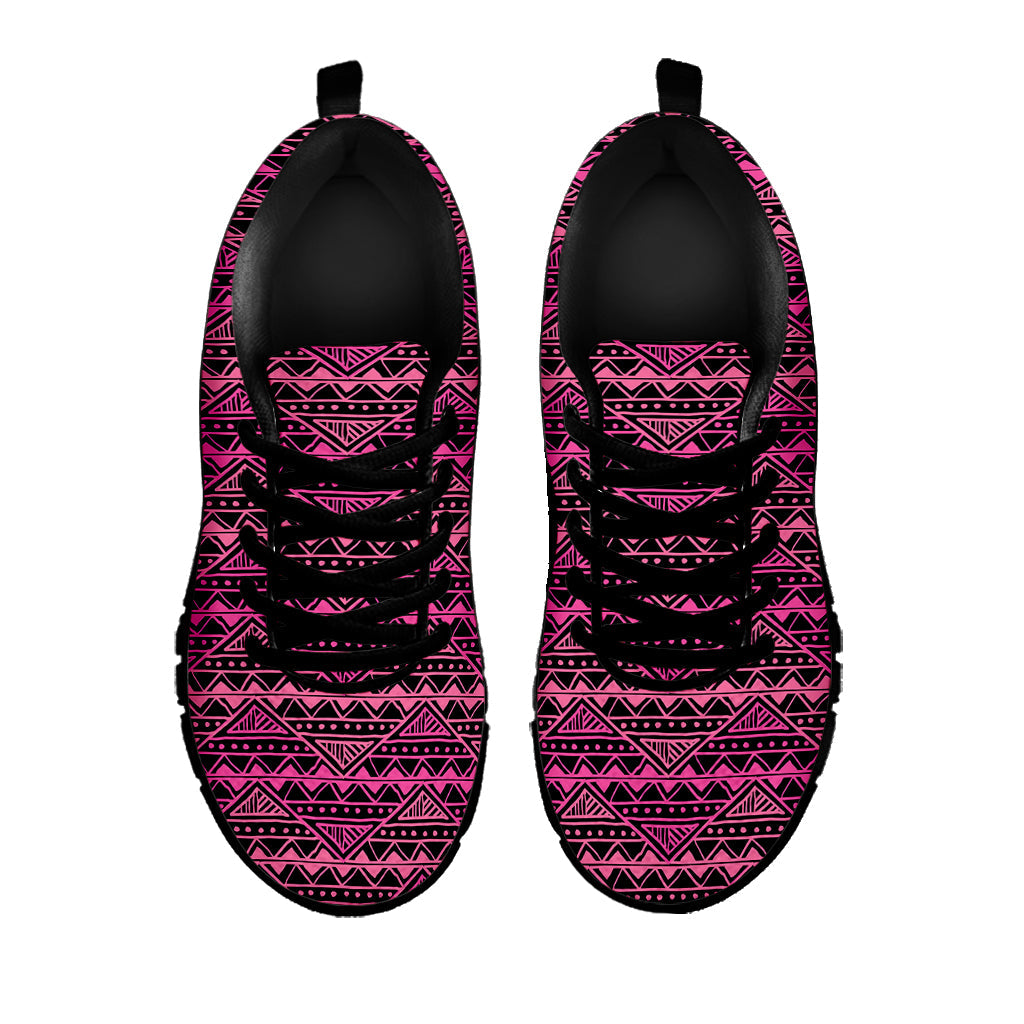 Pink African Ethnic Pattern Print Black Running Shoes