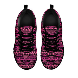 Pink African Ethnic Pattern Print Black Running Shoes