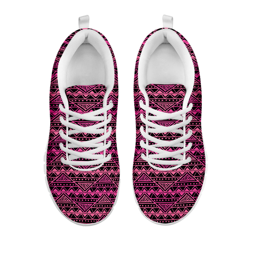 Pink African Ethnic Pattern Print White Running Shoes