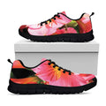 Pink Alstroemeria Print Black Running Shoes