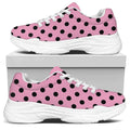 Pink And Black Polka Dot Pattern Print White Chunky Shoes