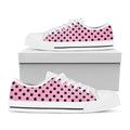 Pink And Black Polka Dot Pattern Print White Low Top Sneakers