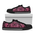 Pink And Black Snakeskin Print Black Low Top Sneakers