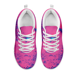 Pink And Blue Acid Melt Print White Running Shoes