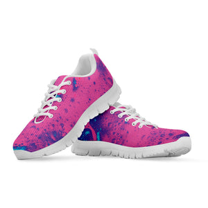 Pink And Blue Acid Melt Print White Running Shoes