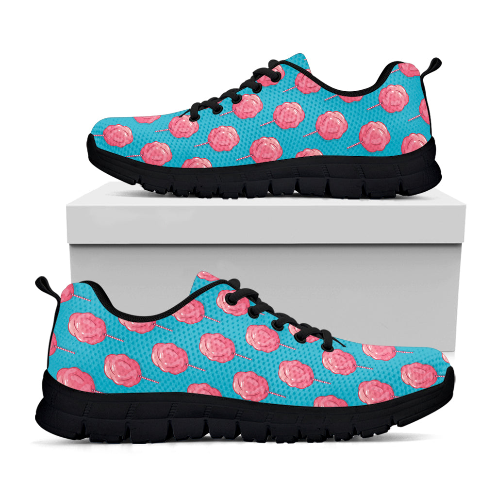 Pink And Blue Cotton Candy Pattern Print Black Running Shoes