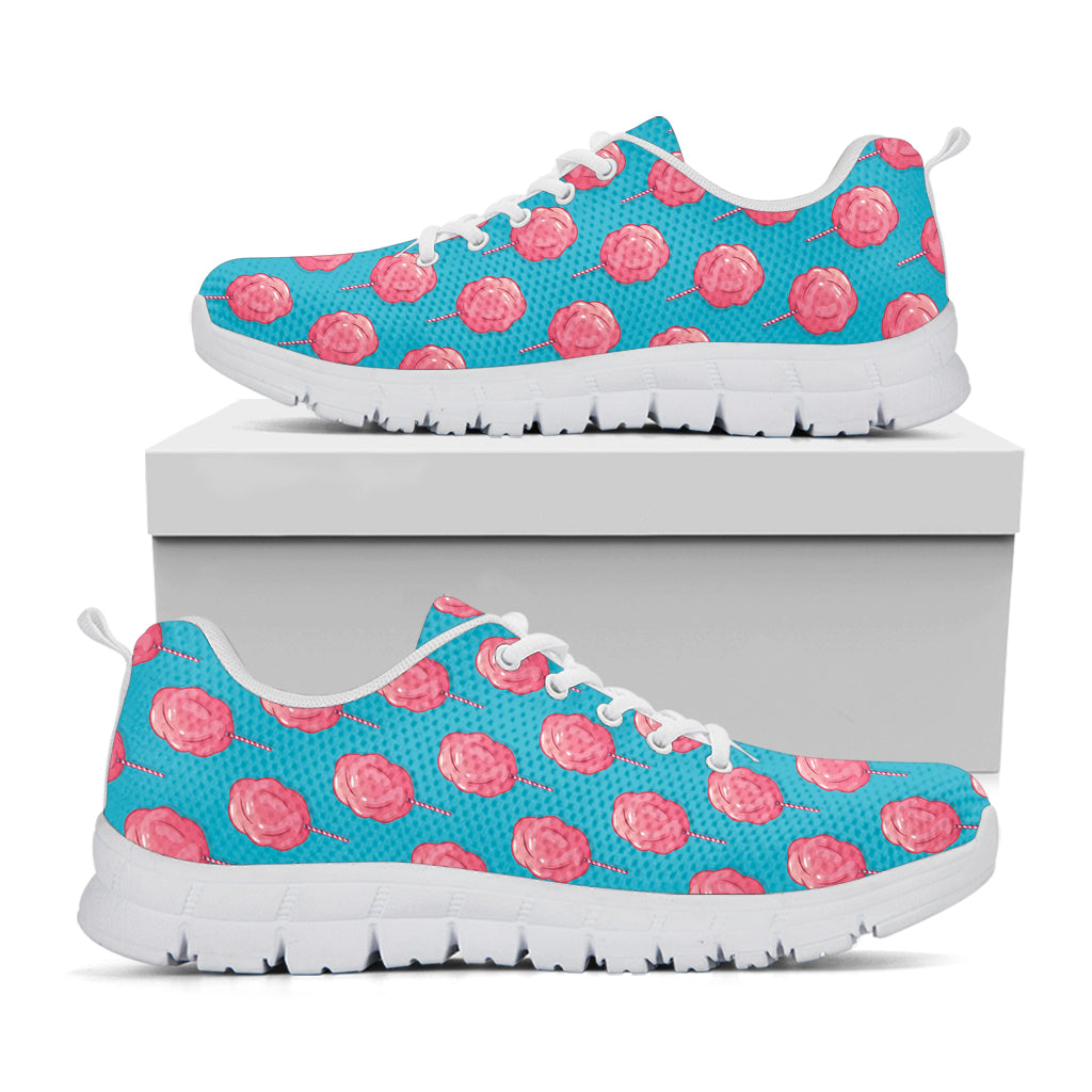Pink And Blue Cotton Candy Pattern Print White Running Shoes