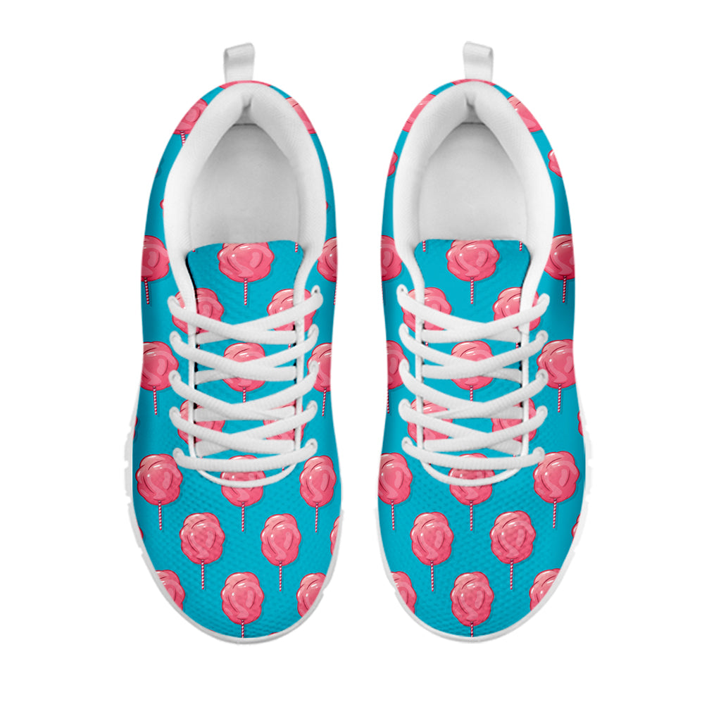 Pink And Blue Cotton Candy Pattern Print White Running Shoes