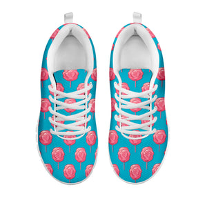 Pink And Blue Cotton Candy Pattern Print White Running Shoes