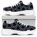 Pink And Blue Lights Heart Pattern Print White Chunky Shoes