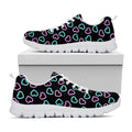 Pink And Blue Lights Heart Pattern Print White Running Shoes