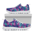 Pink And Blue Tropical Palm Leaf Print White Running Shoes