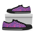Pink And Blue Zebra Stripes Print Black Low Top Sneakers