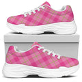 Pink And Green Plaid Pattern Print White Chunky Shoes
