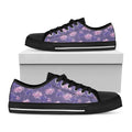 Pink And Purple Japanese Amaryllis Print Black Low Top Sneakers