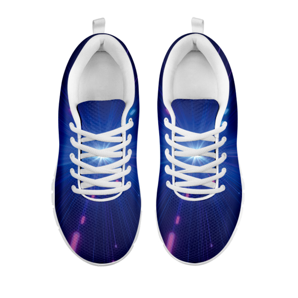 Pink And Teal Lights Speed Print White Running Shoes