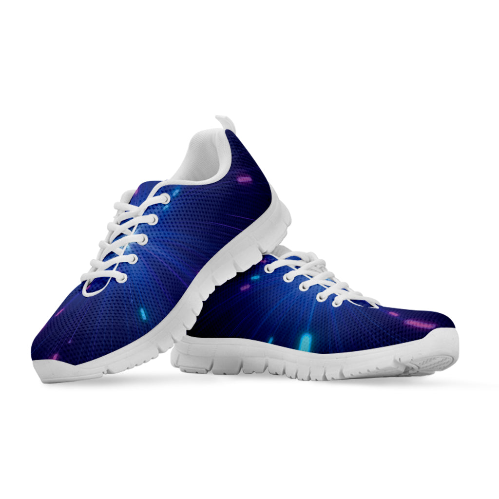 Pink And Teal Lights Speed Print White Running Shoes